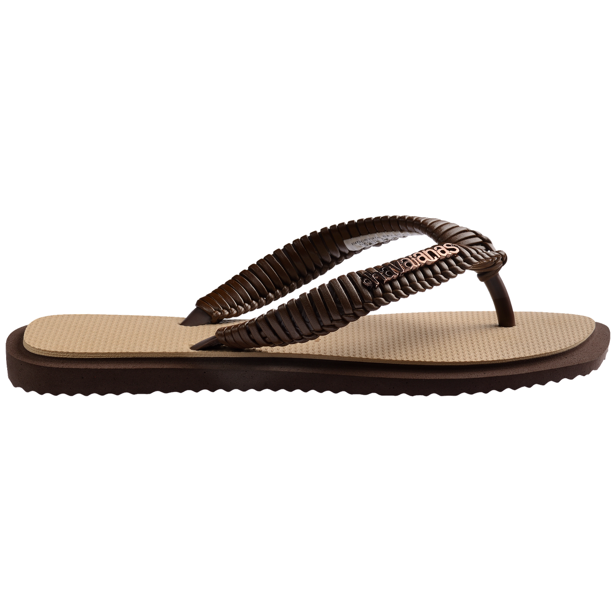 Women's Top Square Fusion Boho Flip Flops - Dark Brown/Golden
