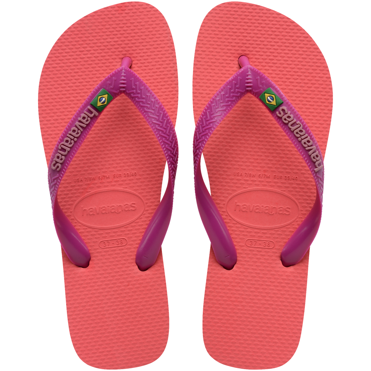 Women's Brazil Logo Flip Flops - CORAL/PINK